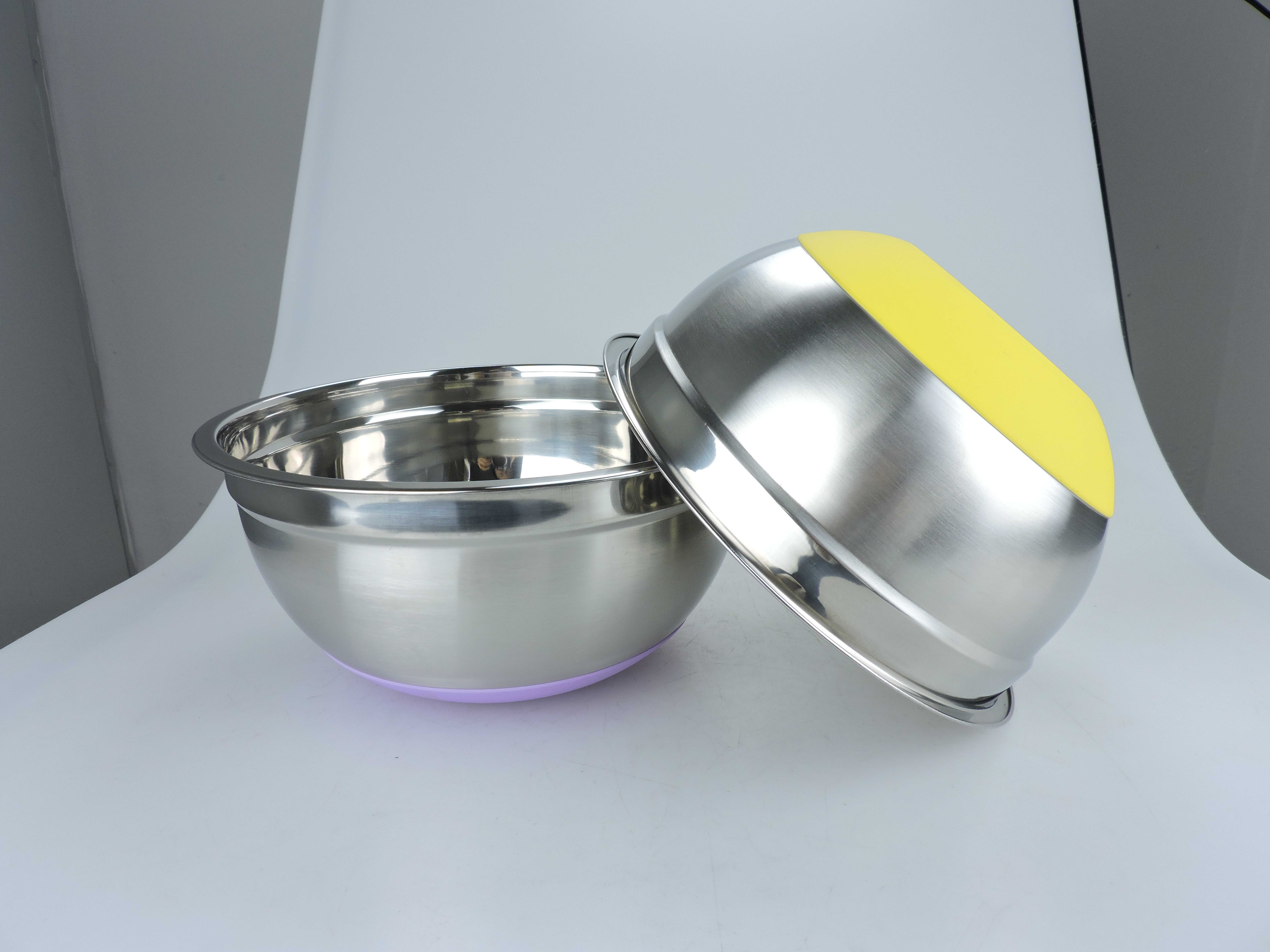 201不锈钢沙拉盆家用碗彩色硅胶盖 多规格组合可选详情4