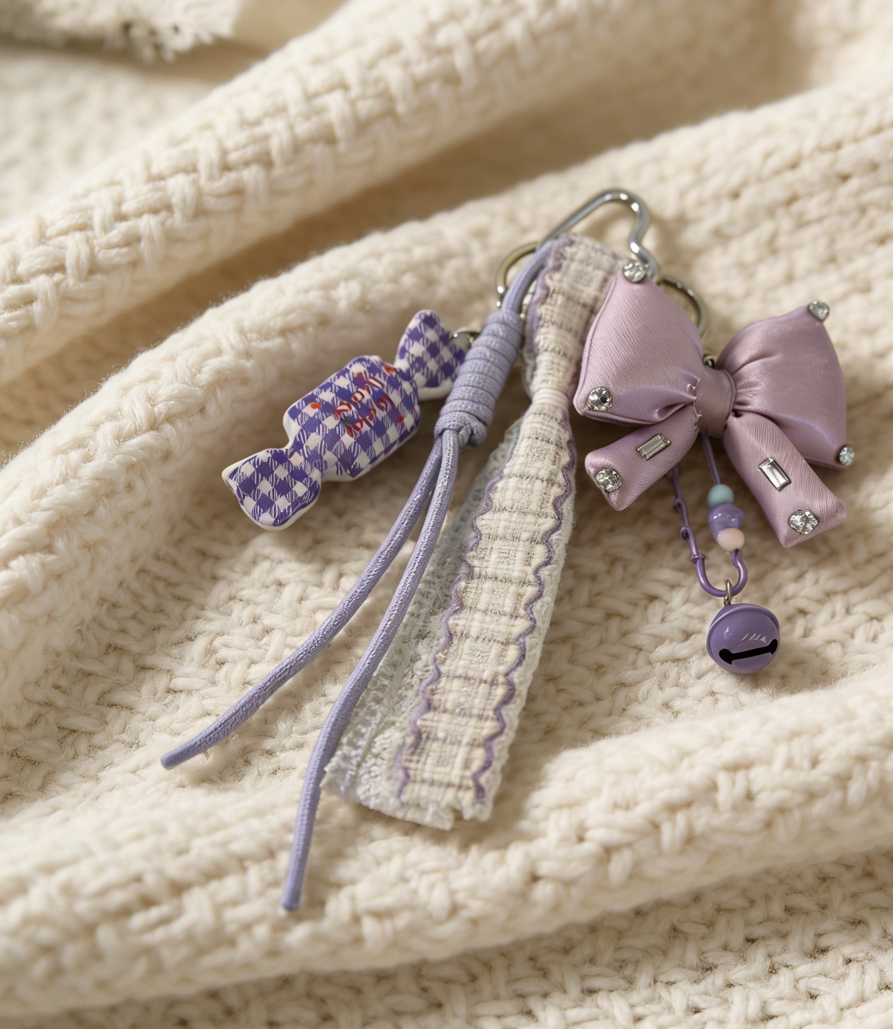 紫色蝴蝶结钥匙扣可爱小物挂件女生礼物饰品配饰