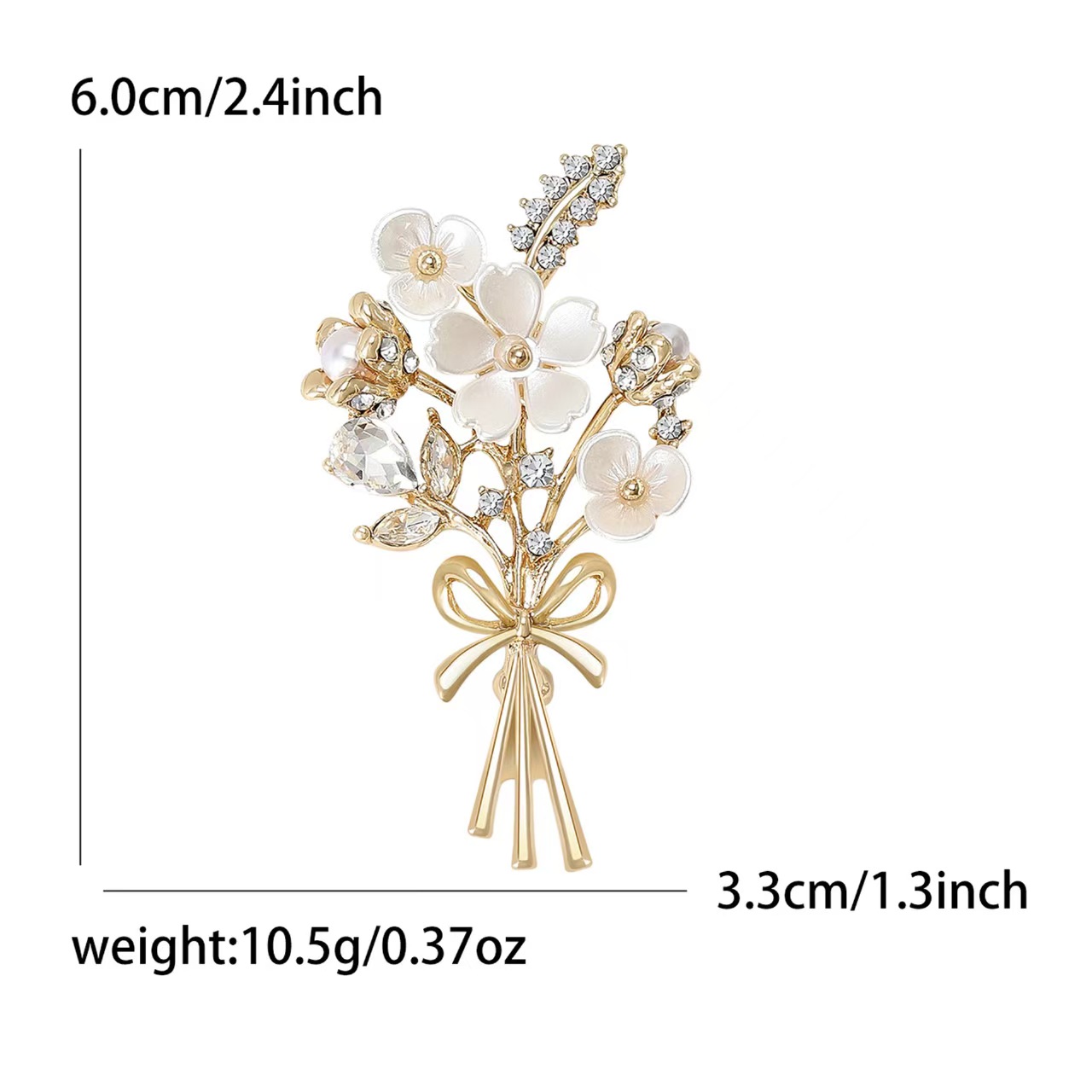 High-end and light luxury plum blossom bouquet alloy rhinestone brooch, elegant and refined women's clothing brooch accessory pin Application Scenario