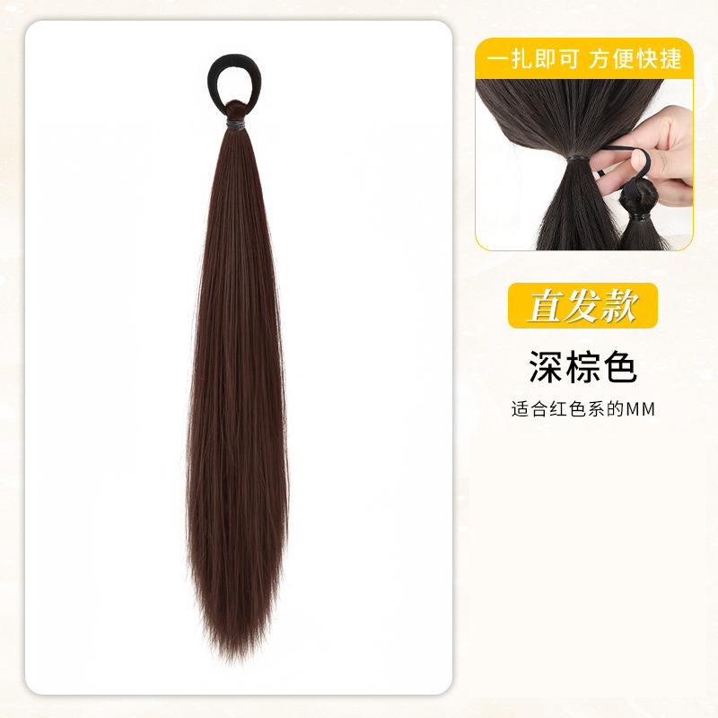 Self-winding hair bun, false hair band, realistic hair flower bud, natural and fluffy hair bun, a seamless false hair bag detail image 5