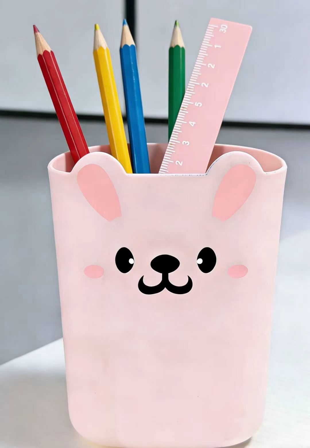 Children, babies, students, desktop trash can, pen holder, storage bucket, cartoon and cute, size 12.5*14.5, fun little cat and rabbit Item Picture