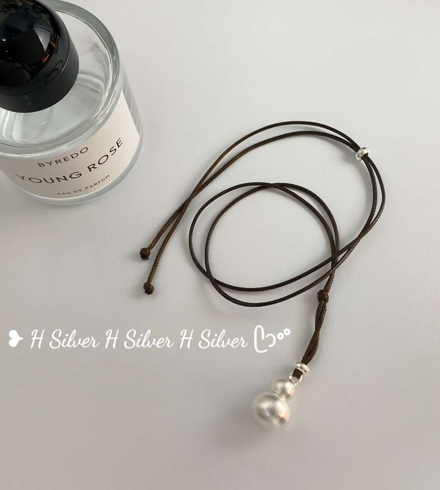 思兰银饰S925纯银葫芦项链可情侣款时尚简约优雅长款设计感项链叠戴个性小众设计详情图2