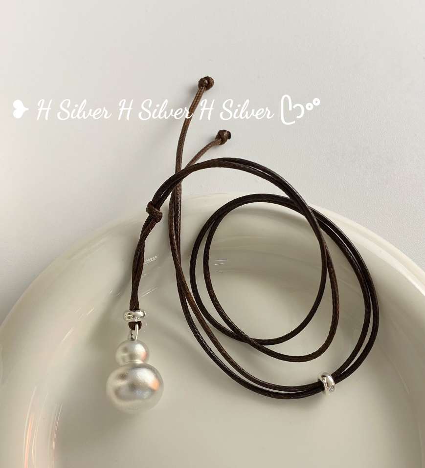 思兰银饰S925纯银葫芦项链可情侣款时尚简约优雅长款设计感项链叠戴个性小众设计产品图