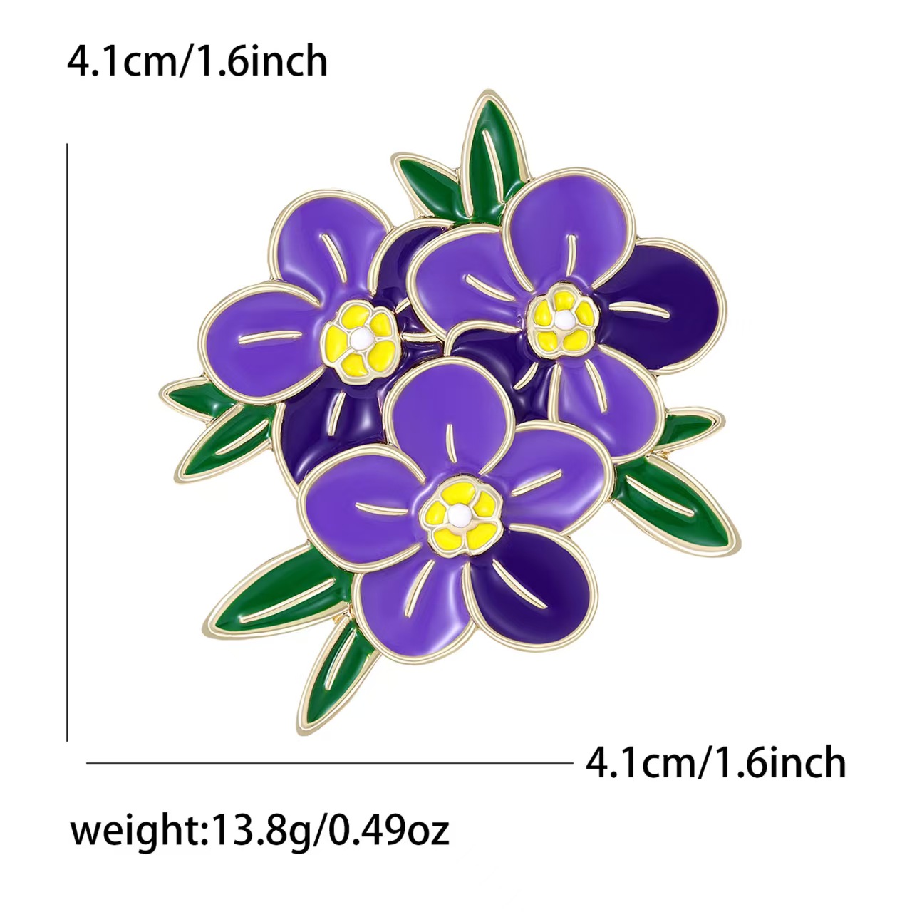 Cross-border fresh enamel European and American enamel flower brooch, elegant and versatile suit accessory brooch, clothing accessory brooch, brooch pin Specification image