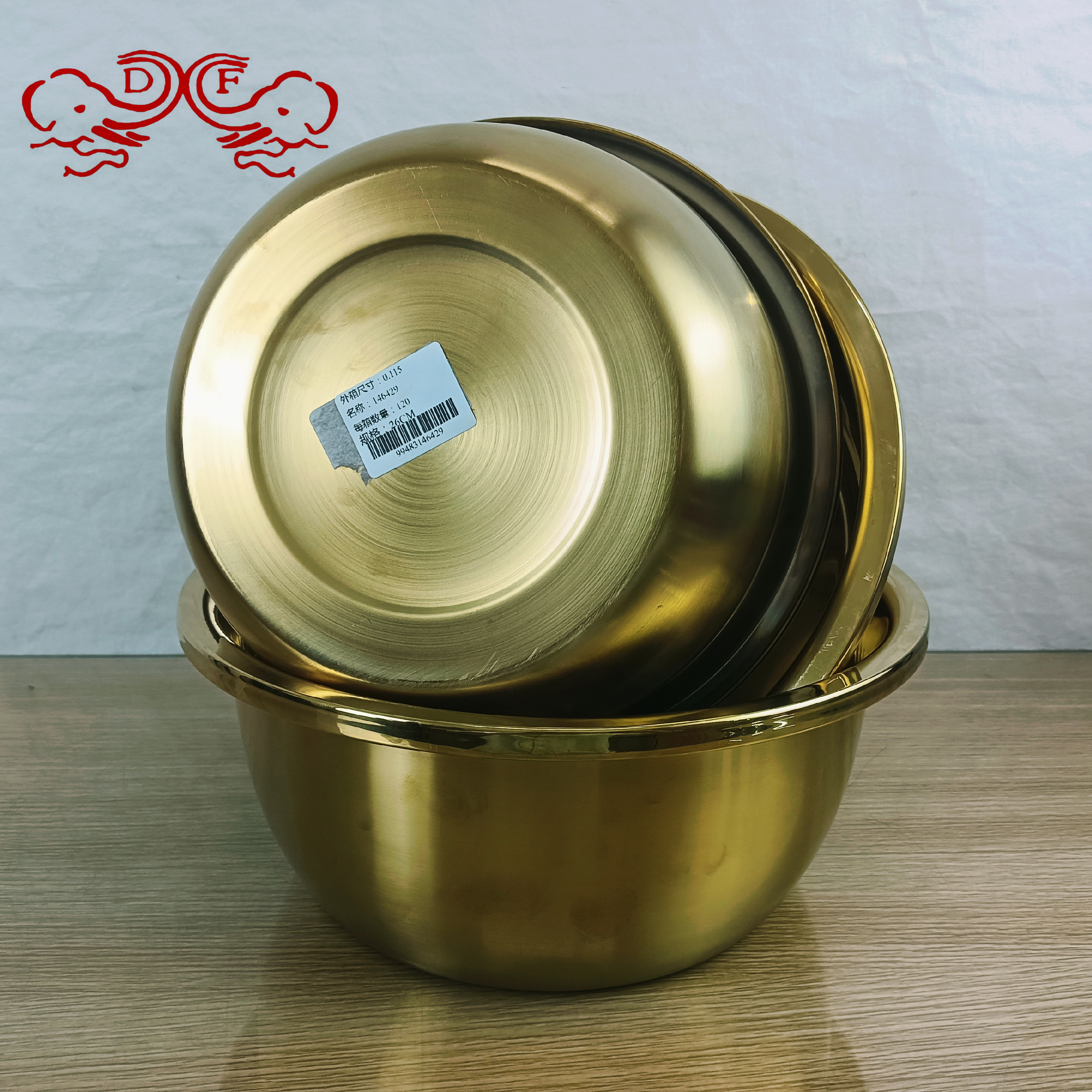 DF99483 thickened 304 stainless steel basin, household European-style multi-purpose washbasin, kitchen soup basin, vegetable washing basin, egg beating basin, seasoning VAT, DF TRADINGHOUSE Specification image