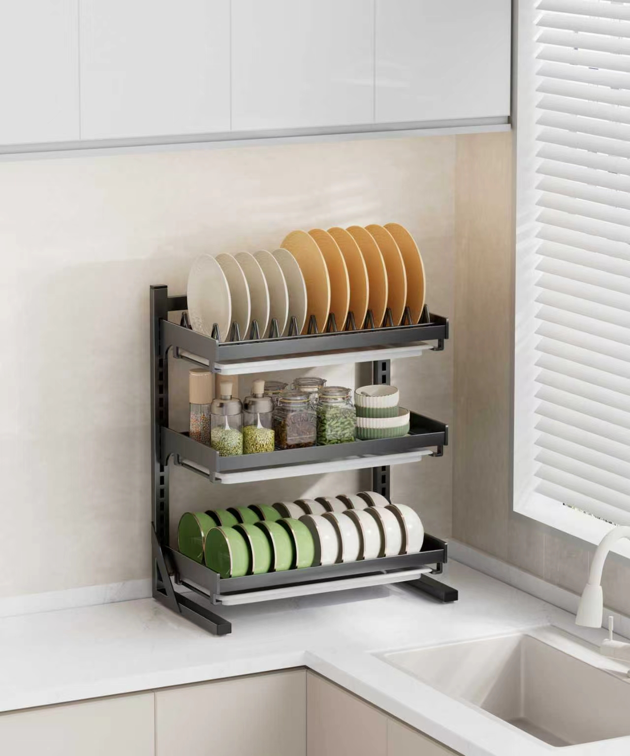 特厚不锈钢碗架壁挂台式晾碗碟沥水厨房置物架免打孔