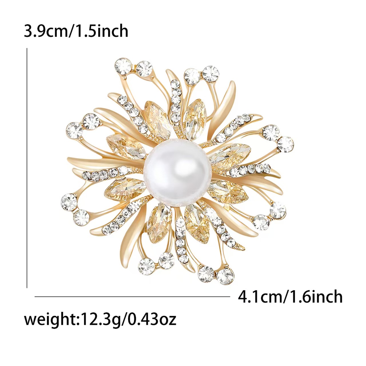 Classic and elegant alloy pearl rhinestone eternal flower brooch, gentle and generous women's dress brooch accessory pin Application Scenario