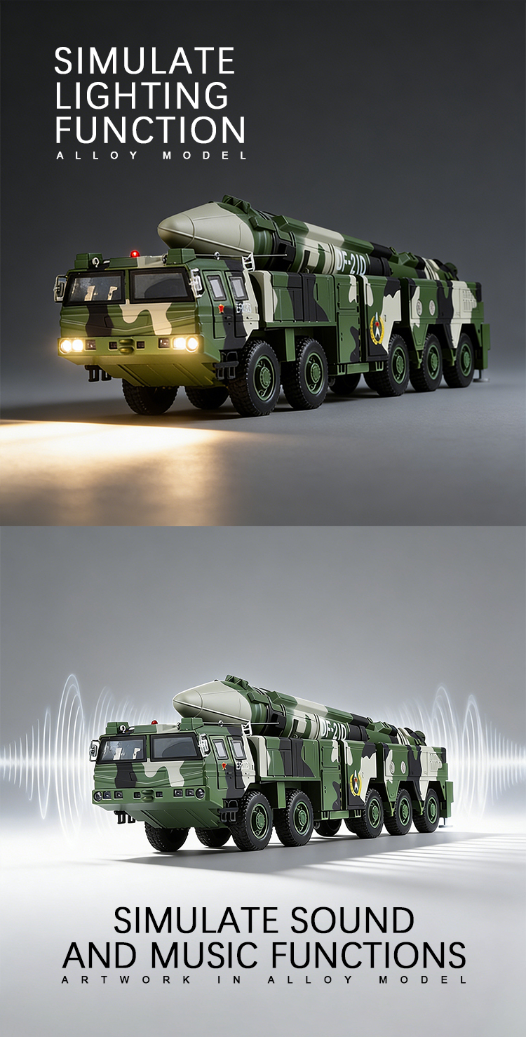 1:35 Dongfeng 21D missile launch vehicle simulation alloy car model, car model metal toy car ornament pic 3