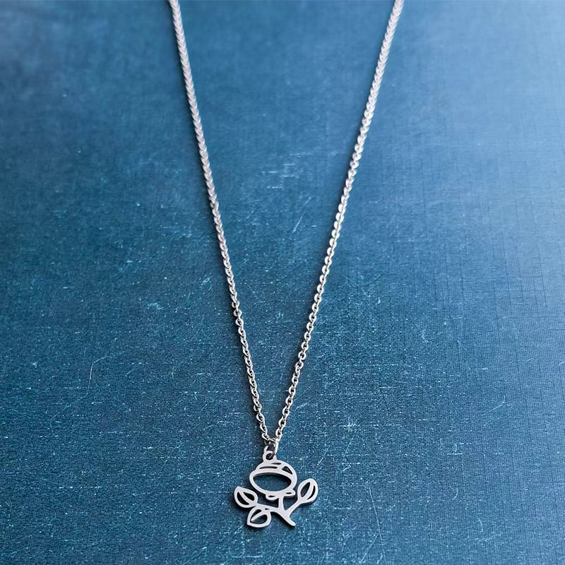 Cross-border foreign trade stainless steel titanium steel rose bracelet pendant necklace DIY jewelry accessories, personalized, trendy and fashionable detail image 3