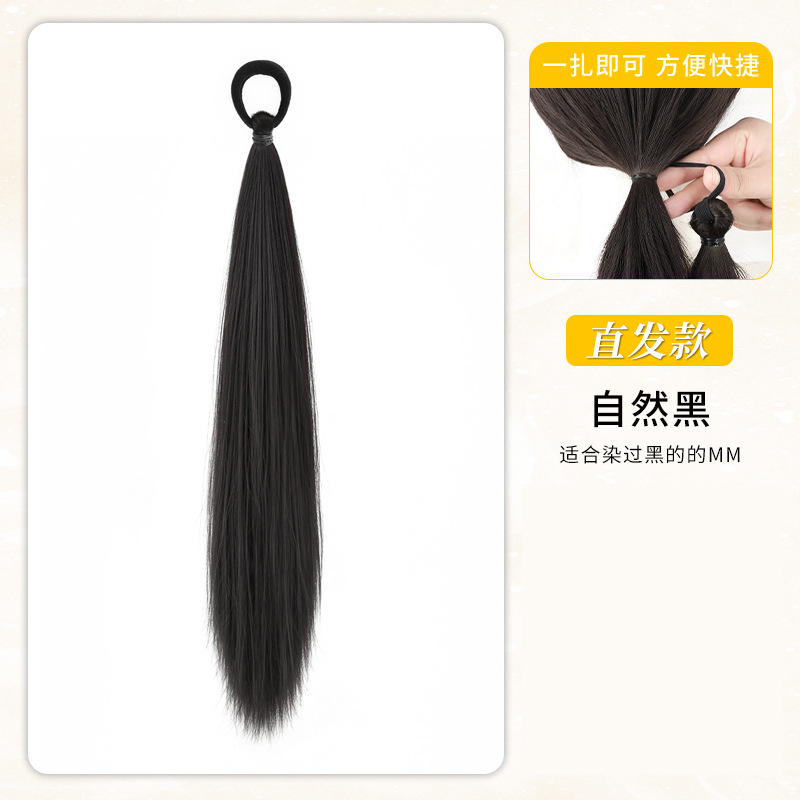 Self-winding hair bun, false hair band, realistic hair flower bud, natural and fluffy hair bun, a seamless false hair bag detail image 18