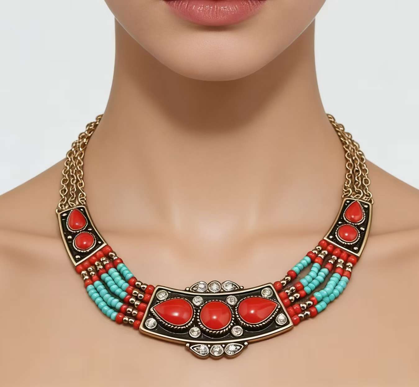 2026复古流行欧美风尼泊尔波西米亚风民族风时尚项链细节图