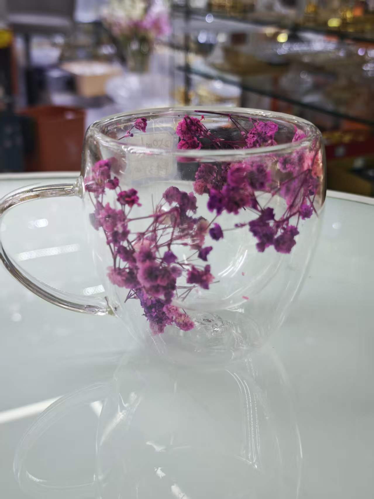Dried flower decorated transparent glass cups, tea cups, ornaments, home creative gifts and presents Application Scenario