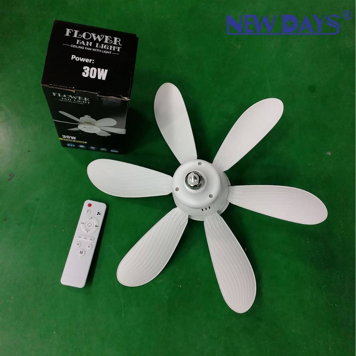 NEWDAYS brand's new cross-border E27 screw-type detachable blade fan lamp with remote control, outdoor and courtyard energy-saving lighting lamp, waterproof and dustproof Specification image