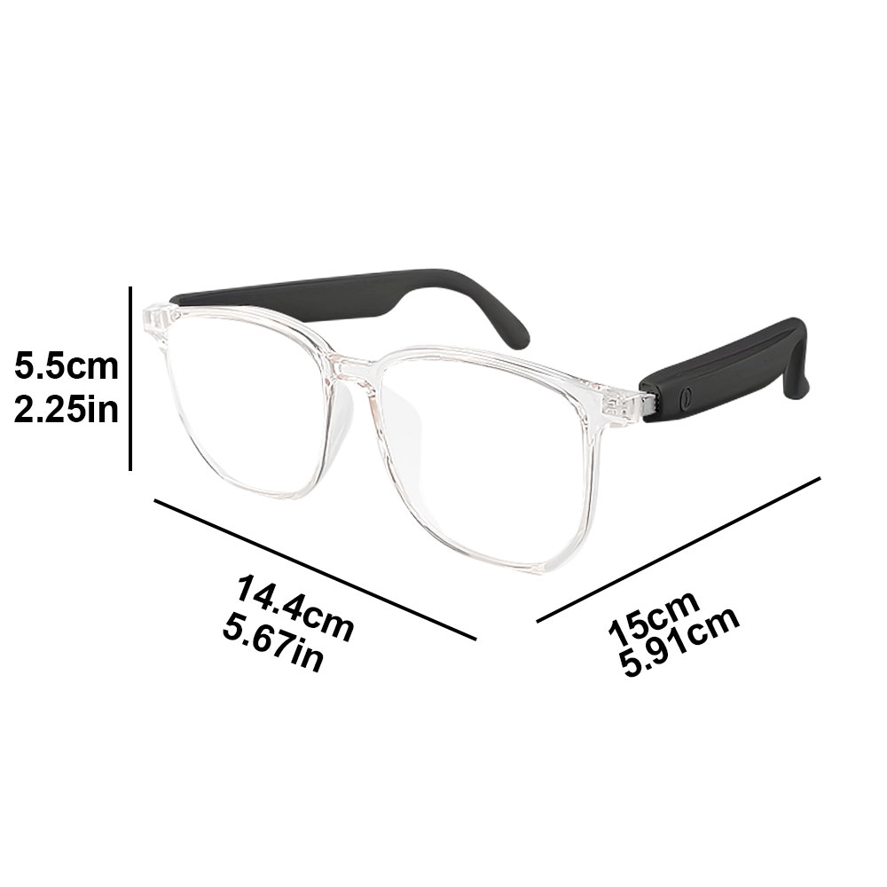 The transparent frame glasses have a lightweight, comfortable and anti-slip main body. The nose rest and temple can be adjusted to suit various face shapes Specification image