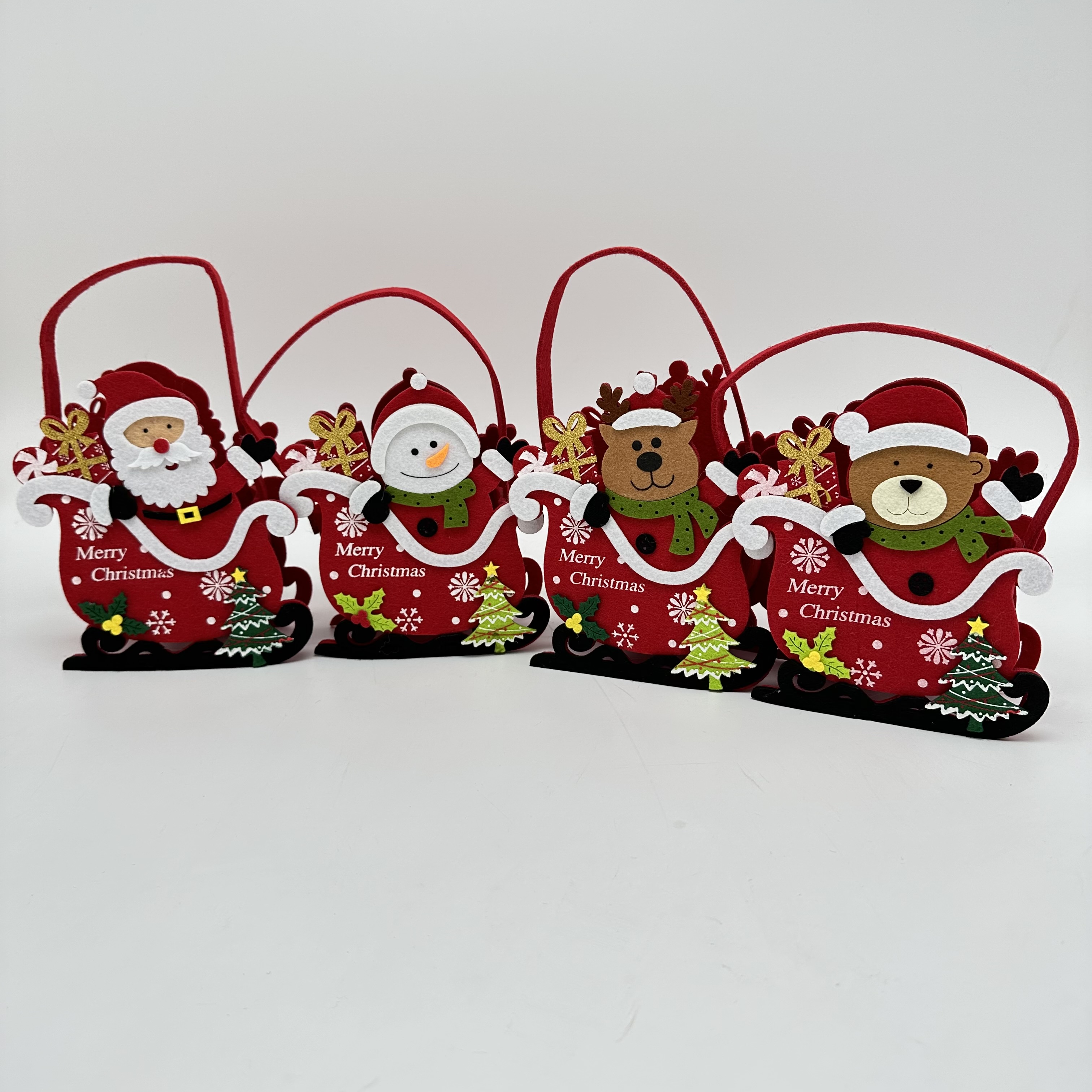 圣诞礼品袋糖果巧克力袋子毛毡包圣诞老人雪人鹿熊