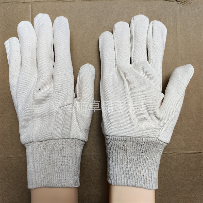 Ribbed canvas gloves, twill canvas labor protection gloves, anti-slip and wear-resistant gloves for oil fields and railways, mechanical work, welders details Picture