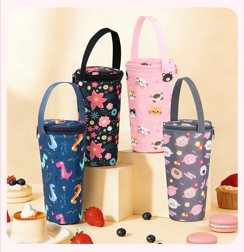 夏季少女心逛街手拎便携饮料奶茶收纳袋牛津布锡箔拉链保温冷饮袋详情图8