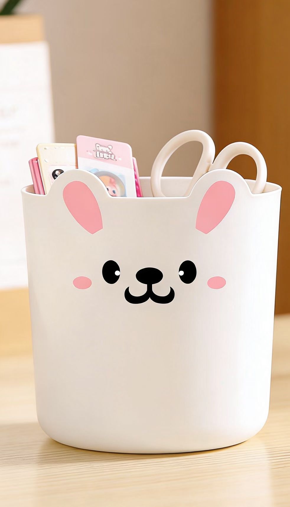Children, babies, students, desktop trash can, pen holder, storage bucket, cartoon and cute, size 12.5*14.5, fun little cat and rabbit detail image 7
