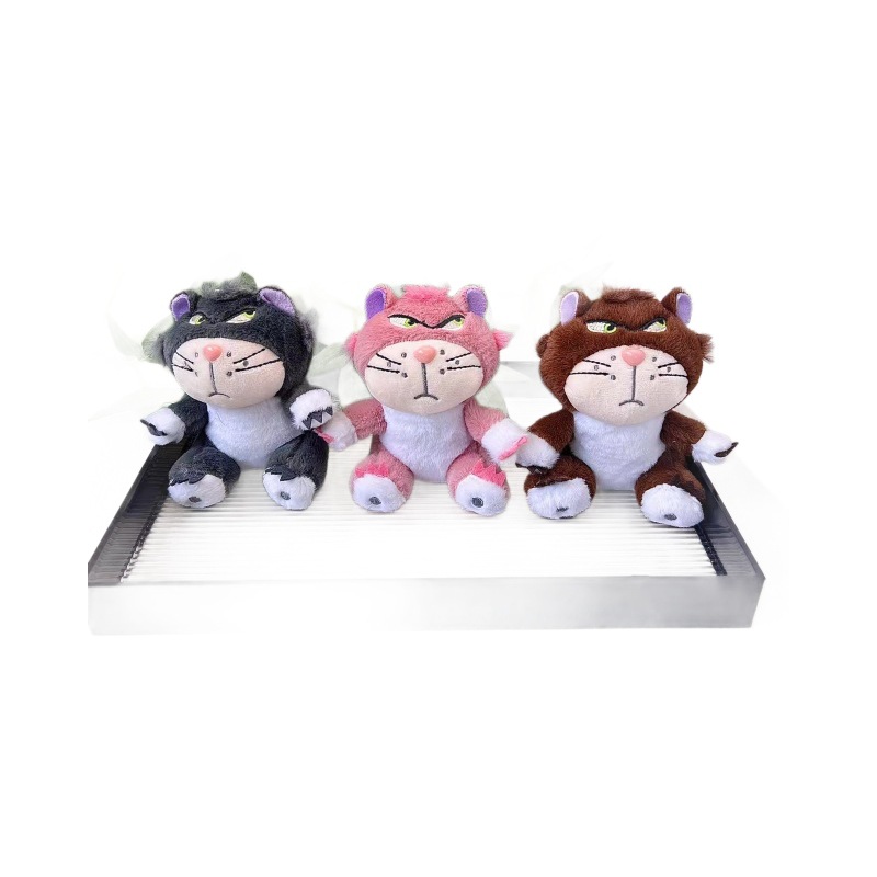 Funny Lucifer Cat keychain plush pendant, creative slanted cat bag pendant, claw machine doll, small doll detail image 5