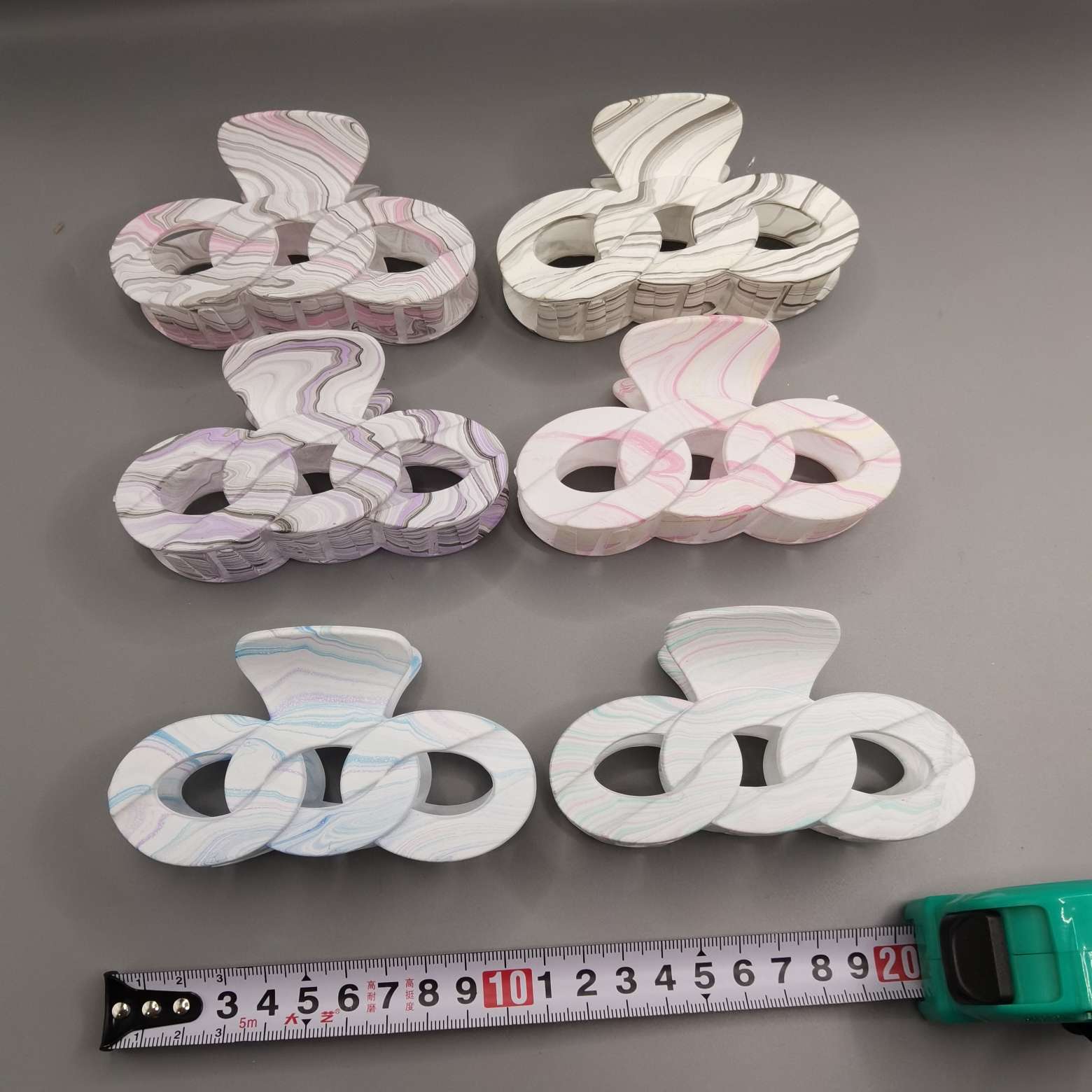 11 cm popular plastic hair clip with shark clip and water drop pattern design detail image 5
