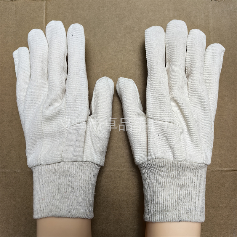 Ribbed canvas gloves, twill canvas labor protection gloves, anti-slip and wear-resistant gloves for oil fields and railways, mechanical work, welders Item Picture