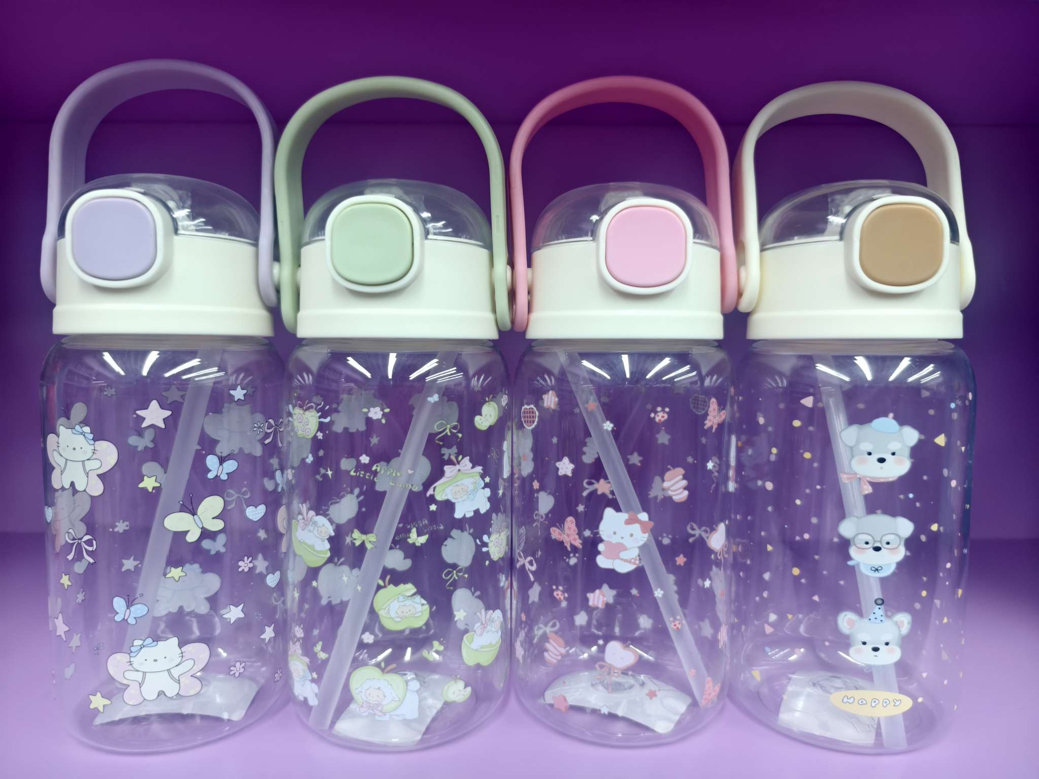 Portable and durable daily necessities straw cups, drinking cups with straw cup sleeves, hand-held straws for students, children and girls, fresh and cartoonish