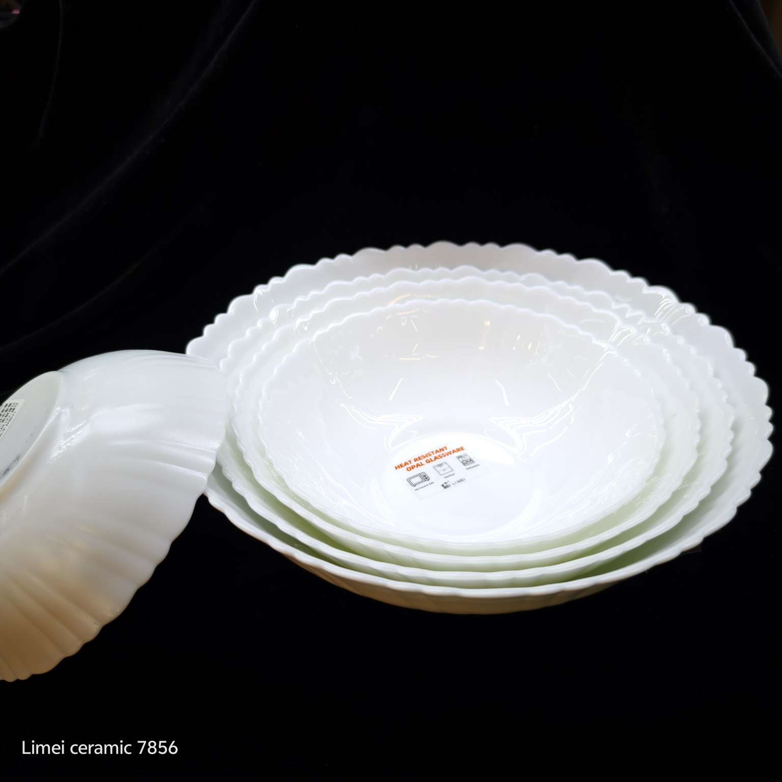 Limei White Jade Porcelain white jade Glass, glass tableware, glass plate, opal glass set 027