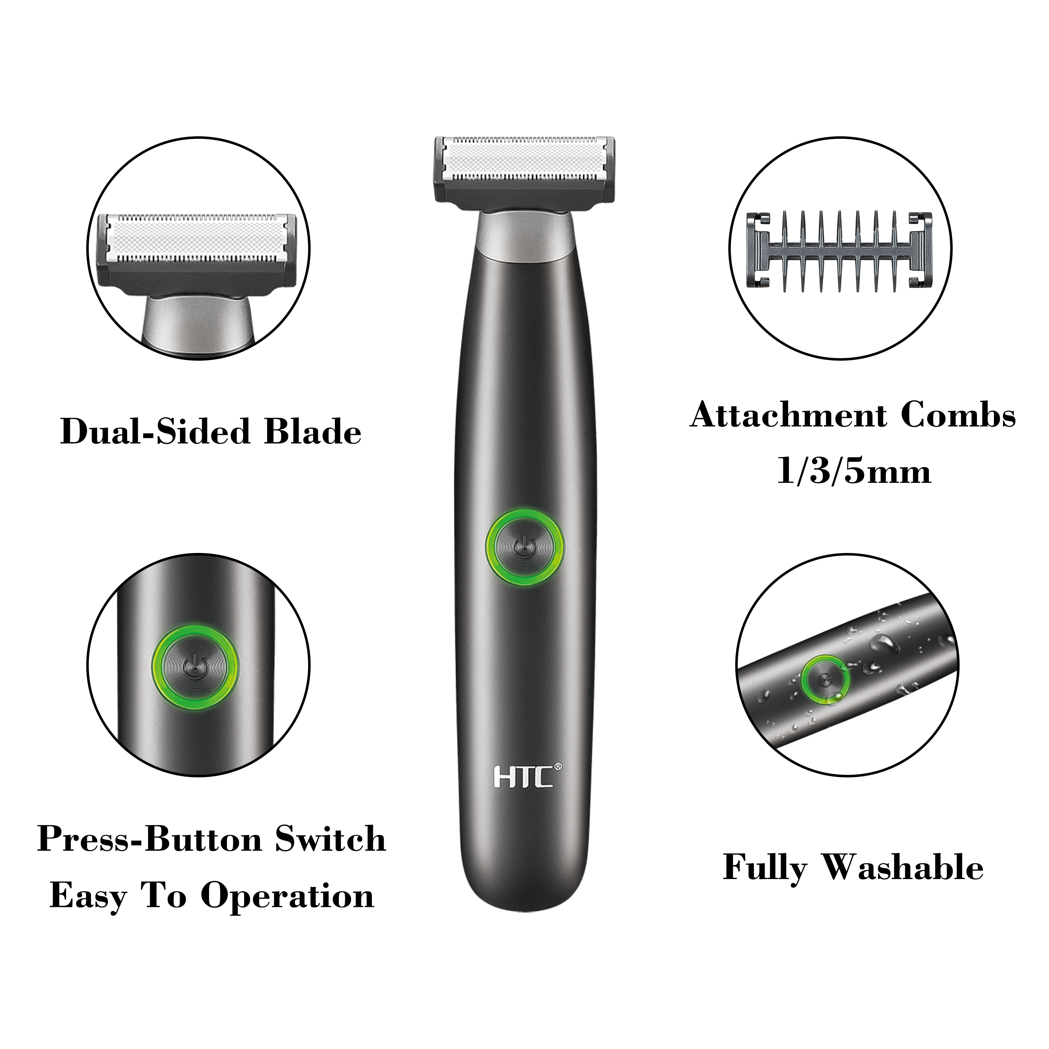 HTC GT 288电动剃须刀套装含配件便携充电剃须器 shave body Arms细节图