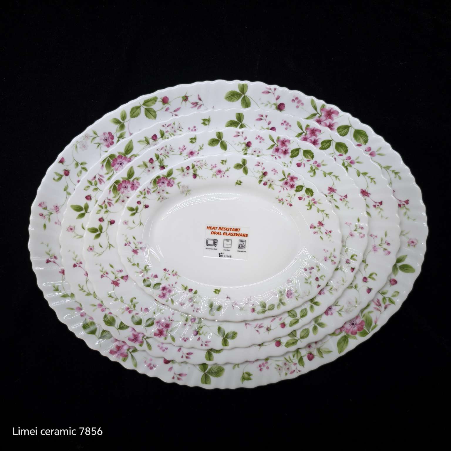 Rose white jade, porcelain white jade, glass, glass tableware, glass plate, opal glass set 019