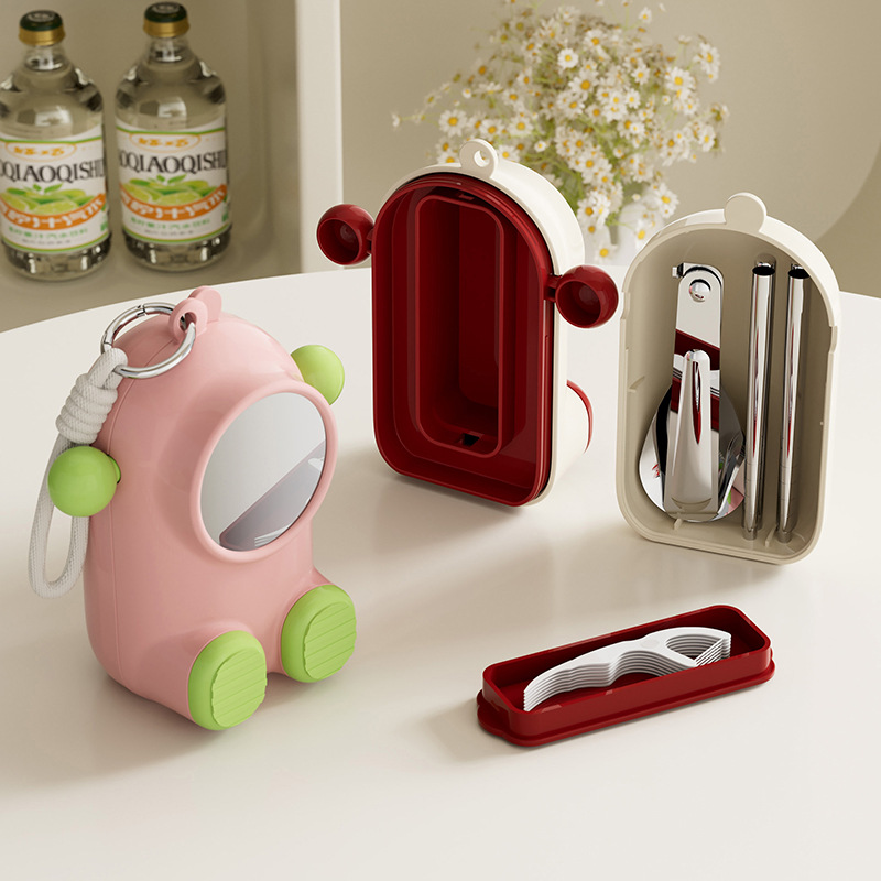 M23-7001/304筷子勺子套装儿童餐具收纳盒外出携带小学生便携餐具