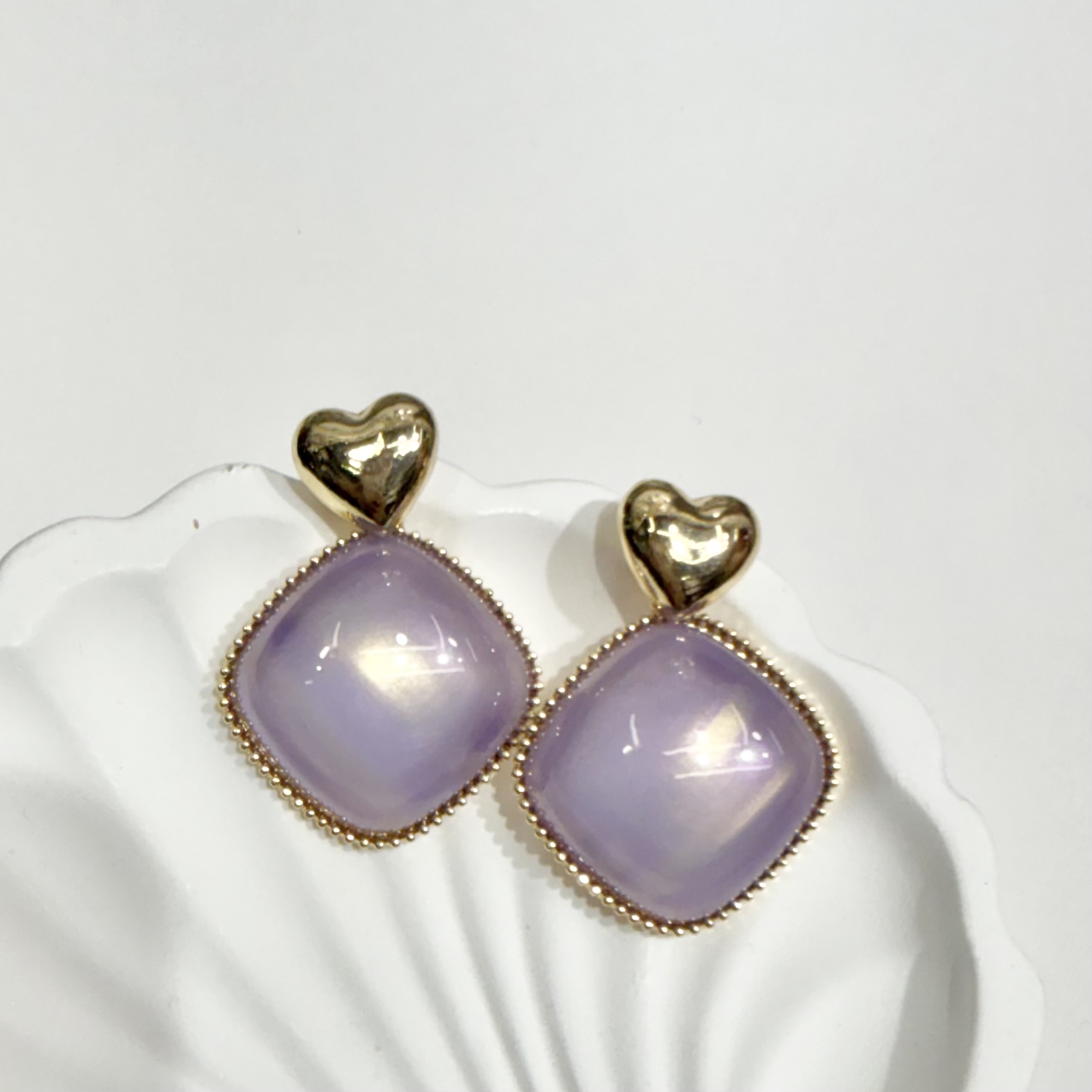 Earpiercless ear clips, color-blocking earrings, women's simple geometric asymmetrical stud earrings, retro Hong Kong style earrings accessories