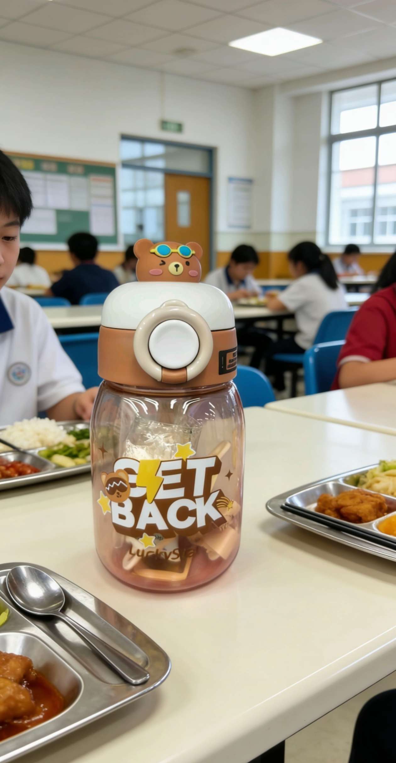 Children's cartoon slanted straw cup, plastic water cup, cute and portable cups, daily necessities, baby products, plastic children's water cup straps detail image 4