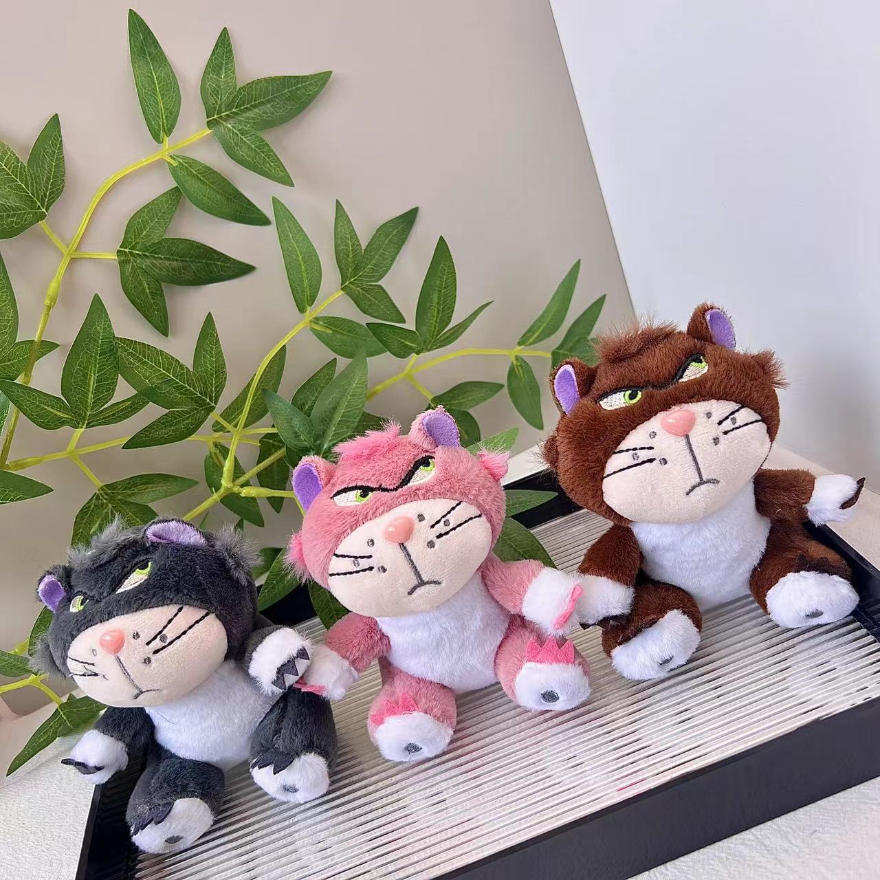 Funny Lucifer Cat keychain plush pendant, creative slanted cat bag pendant, claw machine doll, small doll