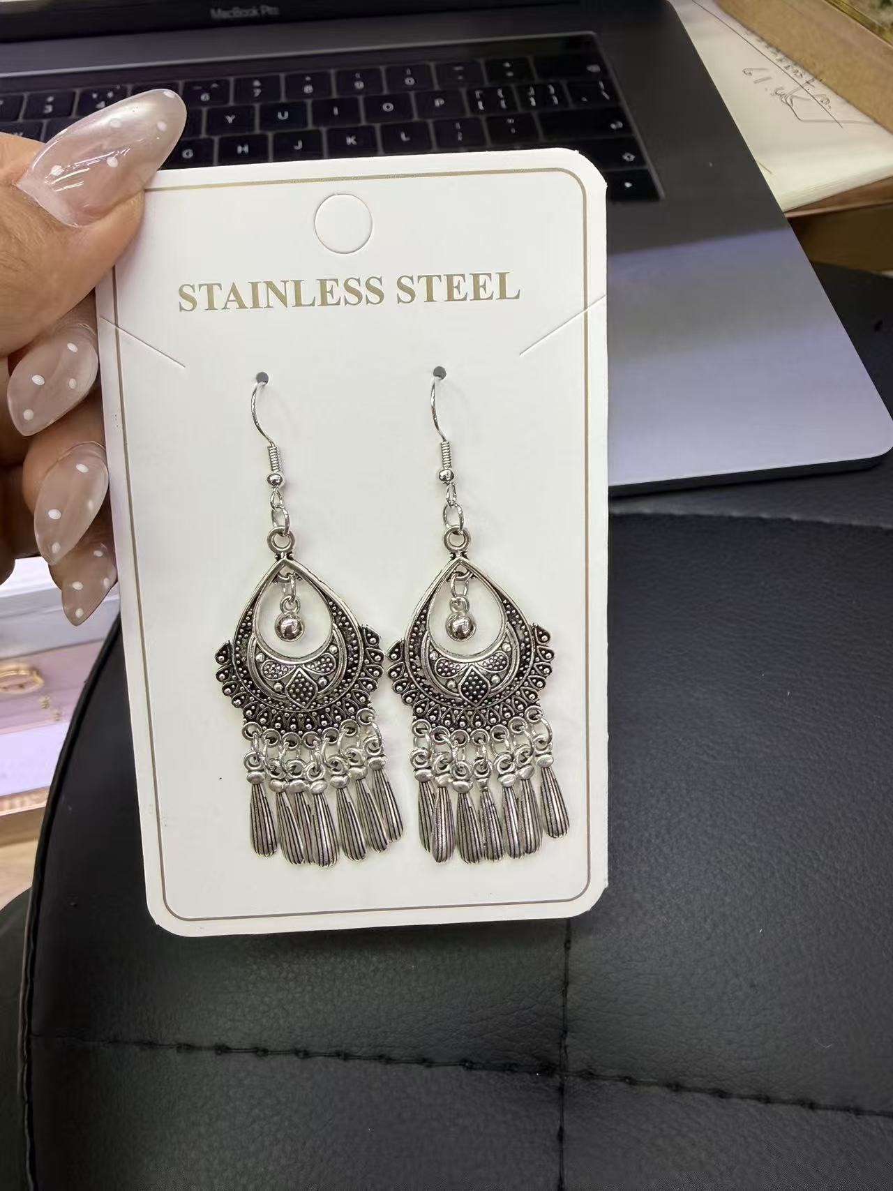 合金民族风波西米亚风仿古银精致耳环女简约时尚百搭饰品