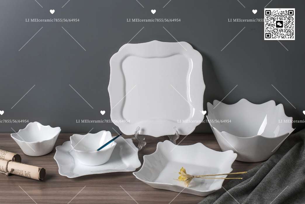 Rose white jade, porcelain white jade, glass, glass tableware, glass plate, opal glass set 001