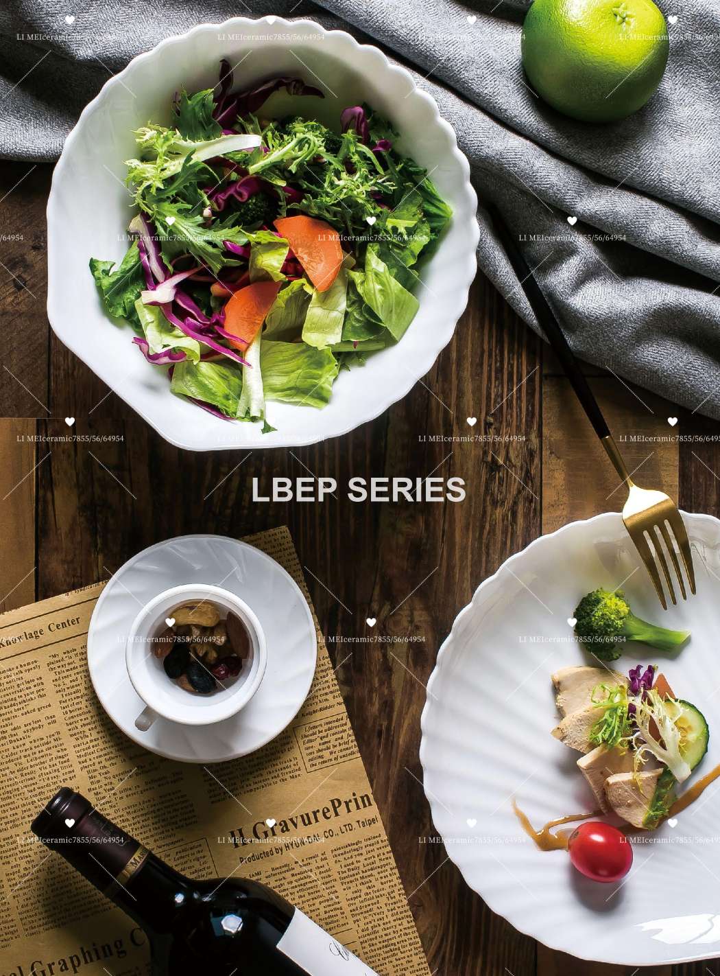 Limei White Jade Porcelain white jade glass, glass tableware, glass plate, opal glass set 009