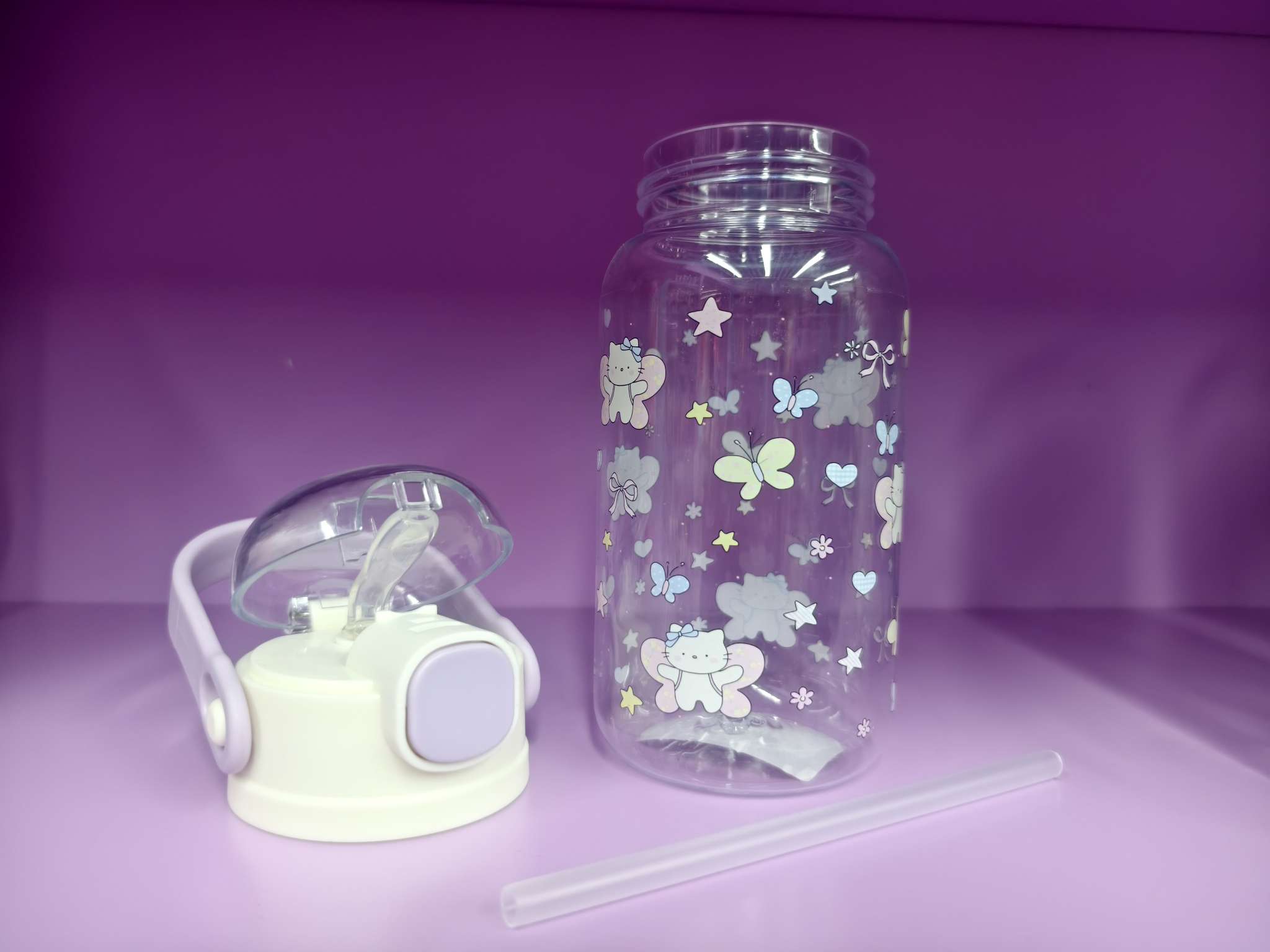 Portable and durable daily necessities straw cups, drinking cups with straw cup sleeves, hand-held straws for students, children and girls, fresh and cartoonish Specification image