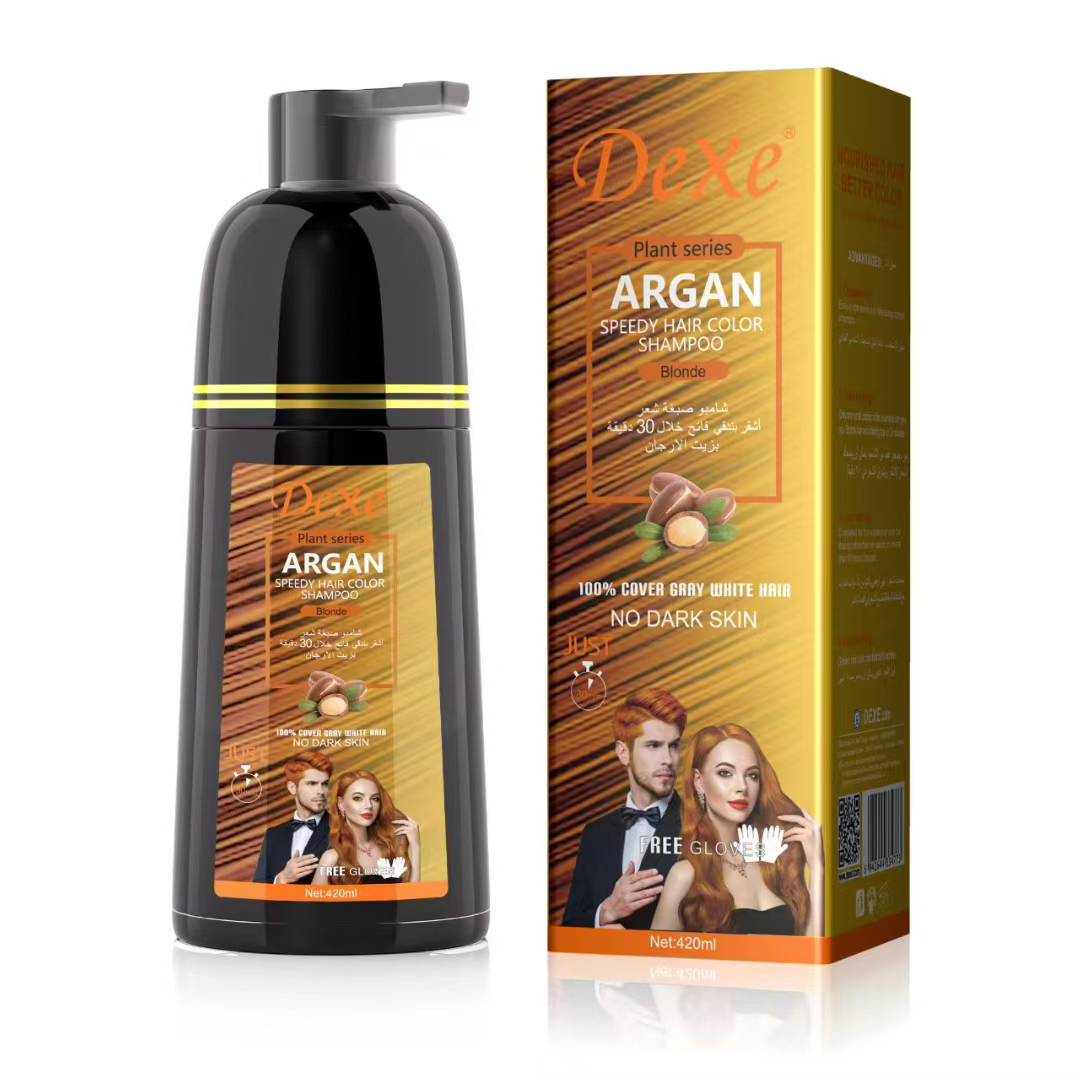 Dexe Argan Quick Hair Dye Shampoo Black/Dark Brown/Medium Brown/Light Brown/Gold Item Picture