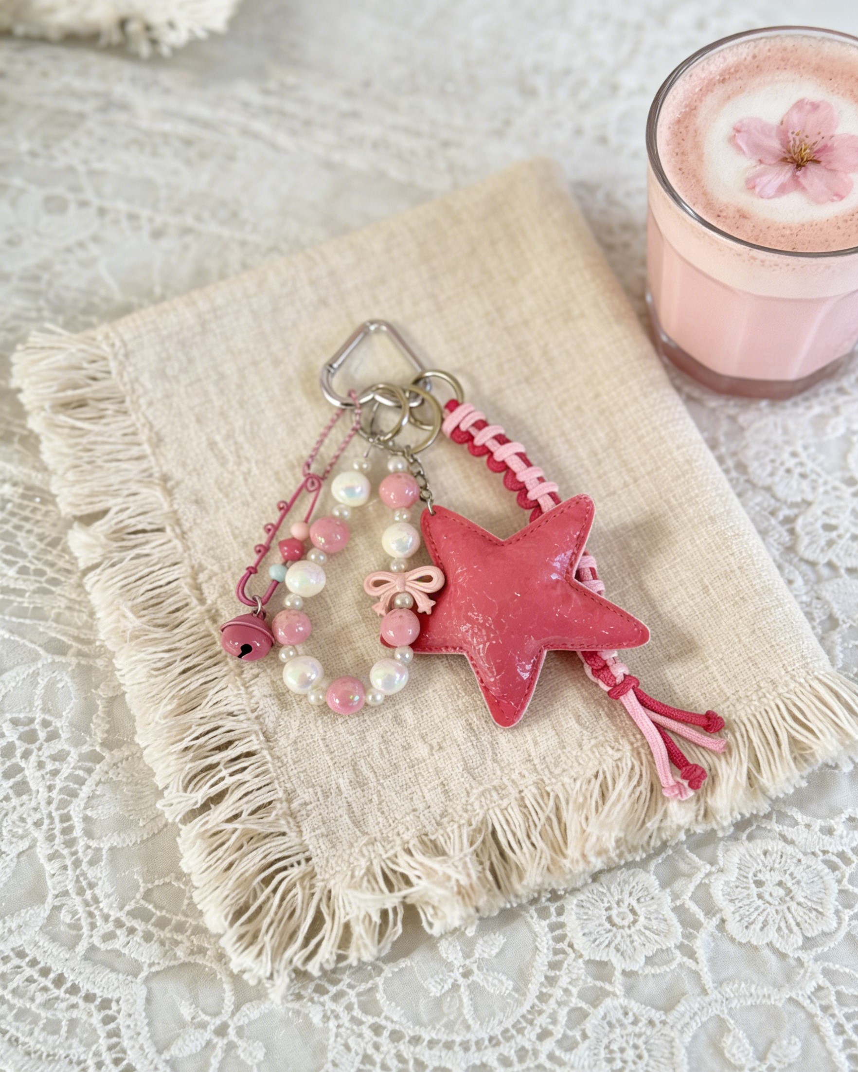 粉色星星钥匙扣可爱小物挂饰时尚潮流饰品女生礼物