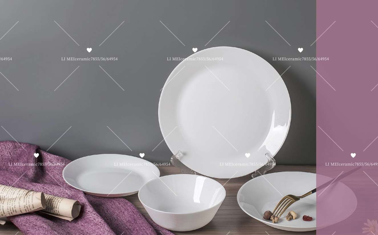 Rose white jade, porcelain white jade, glass, glass tableware, glass plate, opal glass set 011