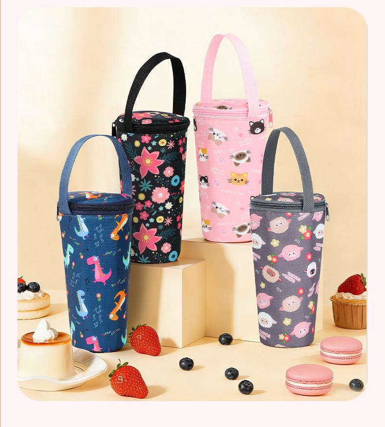 夏季少女心逛街手拎便携饮料奶茶收纳袋牛津布锡箔拉链保温冷饮袋详情图16