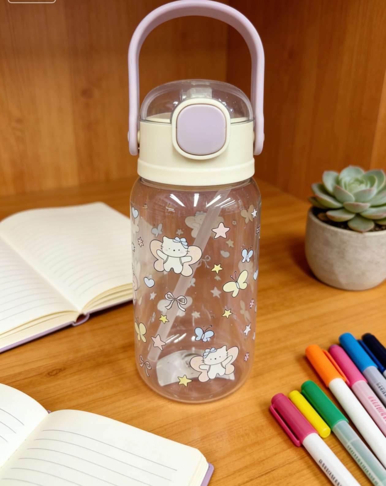 Portable and durable daily necessities straw cups, drinking cups with straw cup sleeves, hand-held straws for students, children and girls, fresh and cartoonish detail image 3