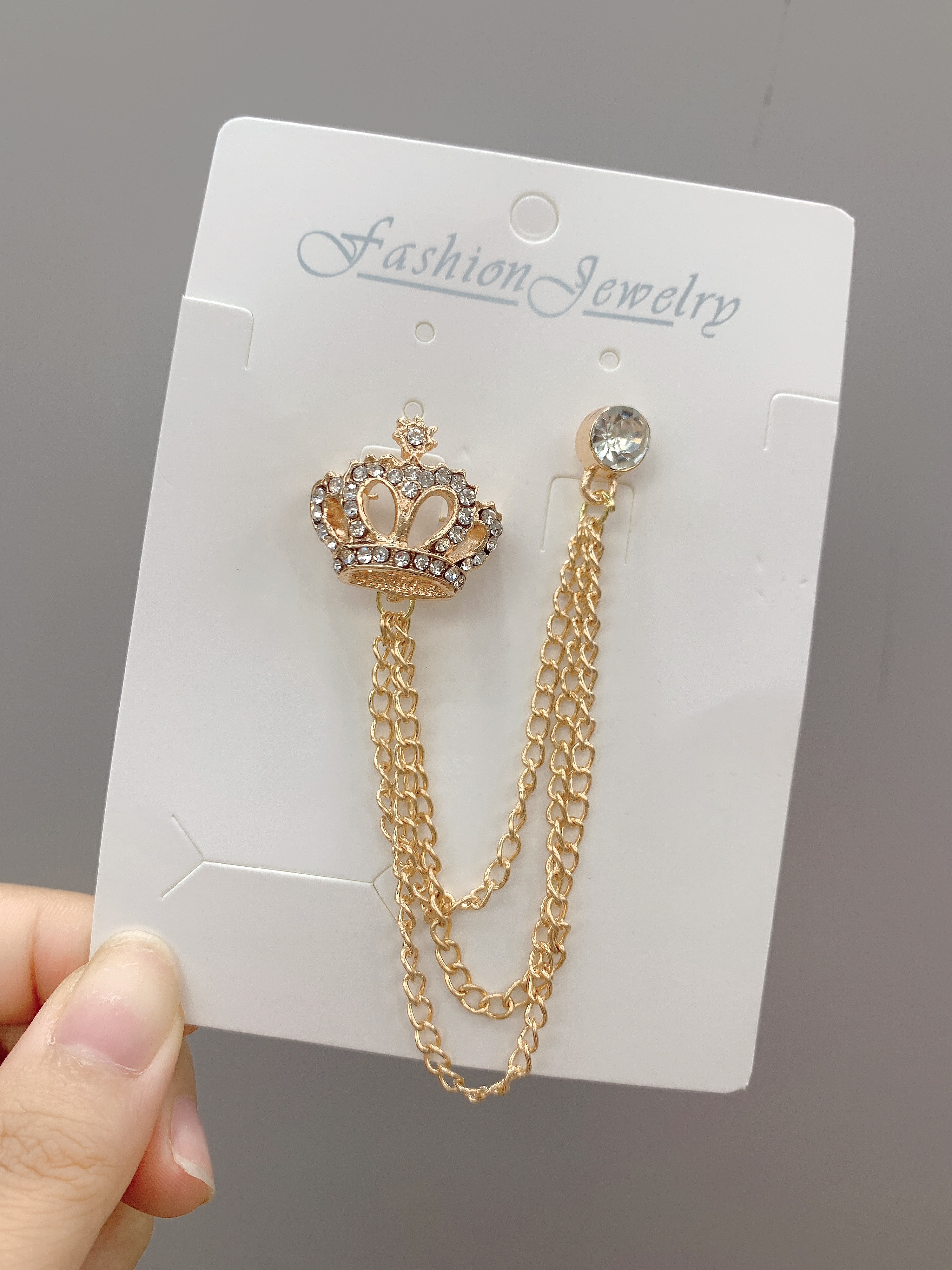 跨境新款胸针轻奢 水晶花朵胸针 高级百搭 重工合金胸针流苏男士胸针细节图