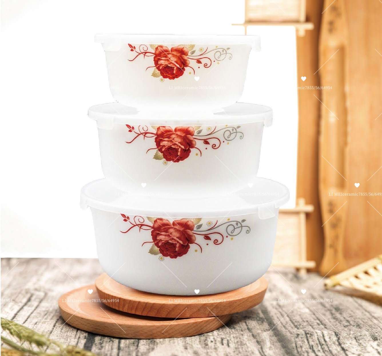 Limei White Jade Porcelain white jade Glass, glass tableware, glass plate, opal glass set 034