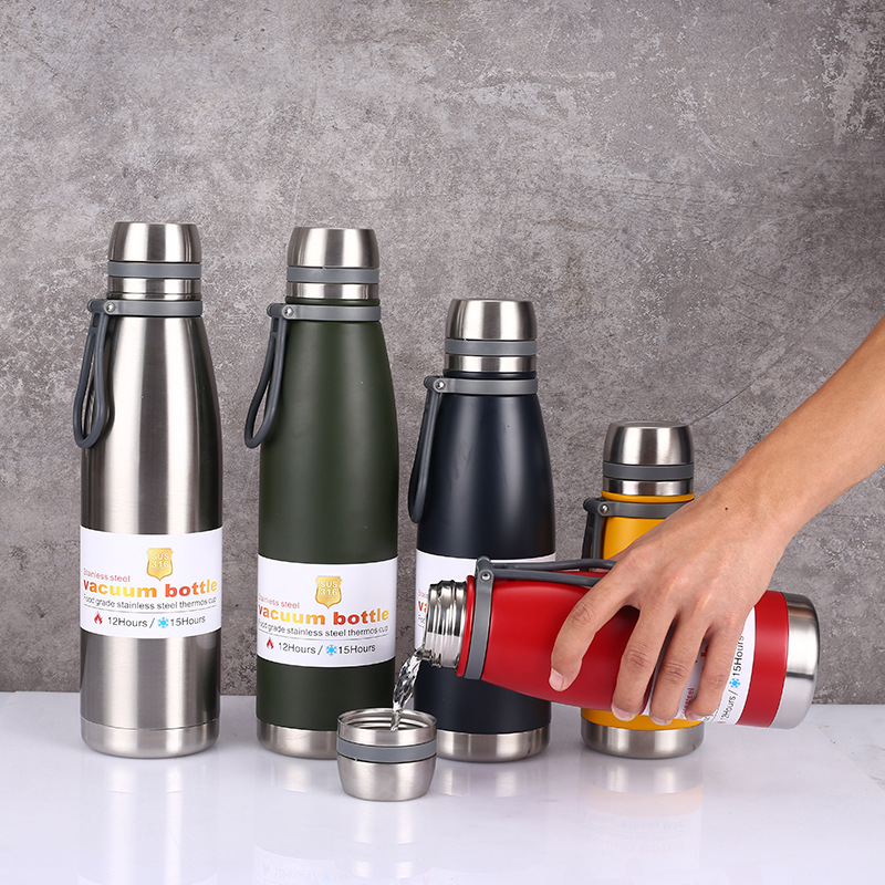 All-steel insulated cup, portable hand-held large-capacity stainless steel water cup, vacuum cola bottle, travel cup details Picture