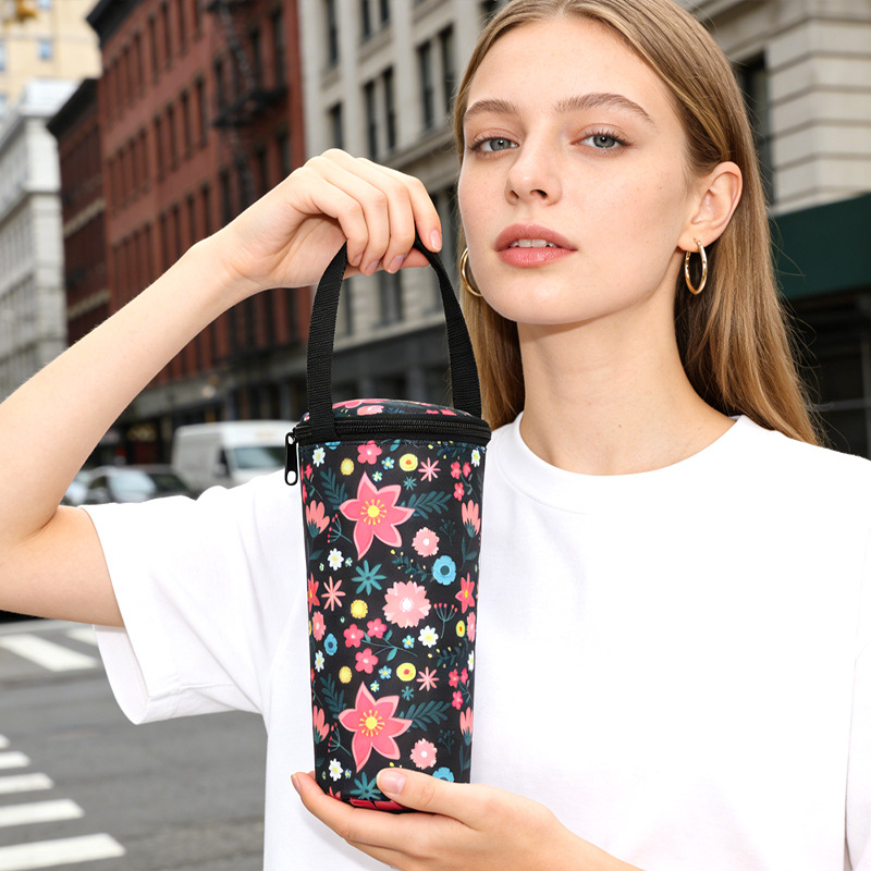 夏季少女心逛街手拎便携饮料奶茶收纳袋牛津布锡箔拉链保温冷饮袋详情图13