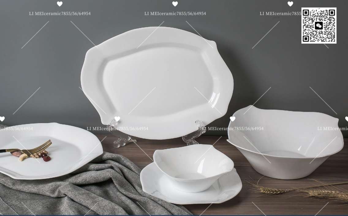 Rose white jade, porcelain white jade, glass, glass tableware, glass plate, opal glass set 001 Specification image