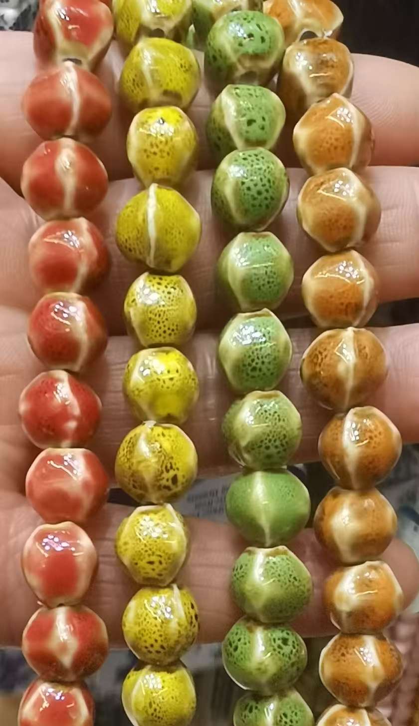 复古波西米亚风，多面异形陶瓷珠子材料饰品配件