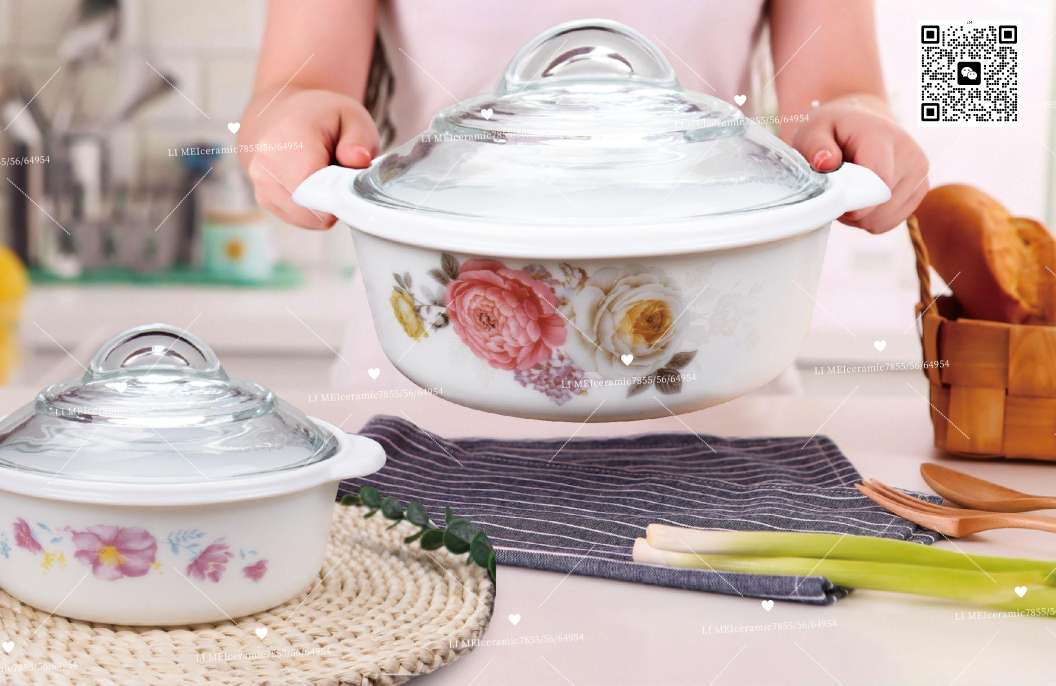 Limei White Jade porcelain white jade glass, glass tableware, glass plate, opal glass set 018