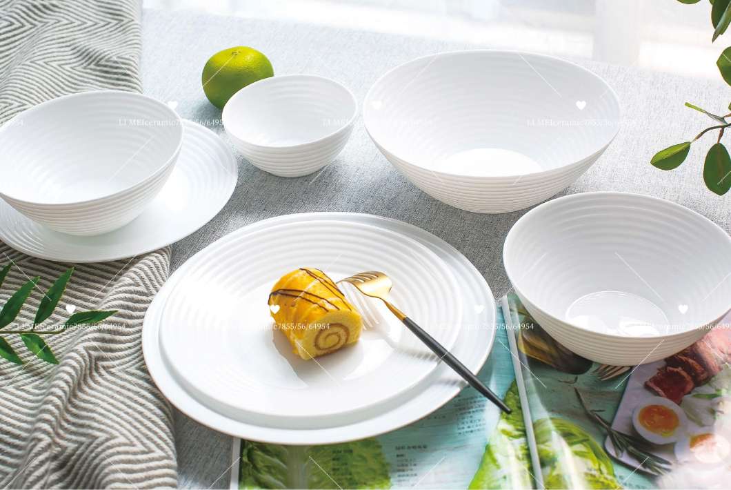 Limei White Jade Porcelain white jade glass, glass tableware, glass plate, opal glass set 009 detail image 1